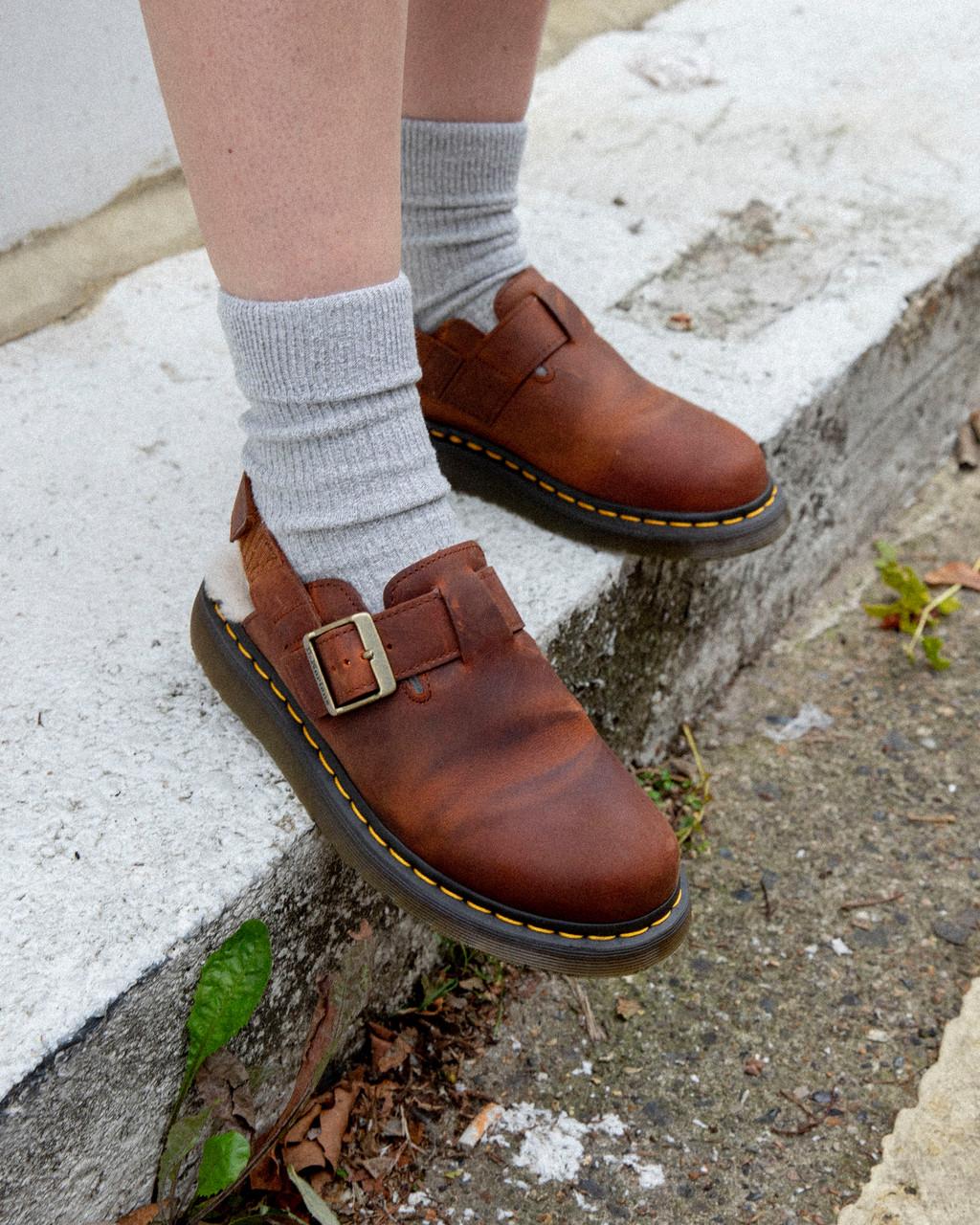 Dr Martens Jorge II Faux Fur Lined Slingback En Linea Mulas Hombre Marrones